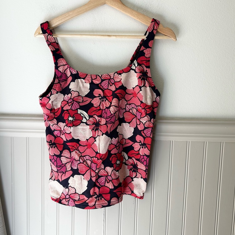 Lands' End Size 8 Swim Top Pink and Black Floral Tankini - Picture 4 of 6